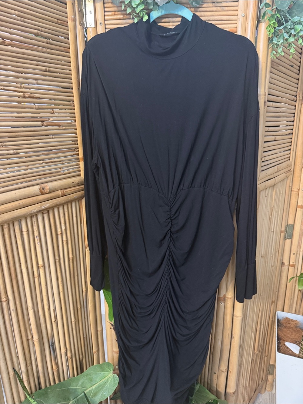 Black Ruched Long Sleeve Dress - Women Maternity